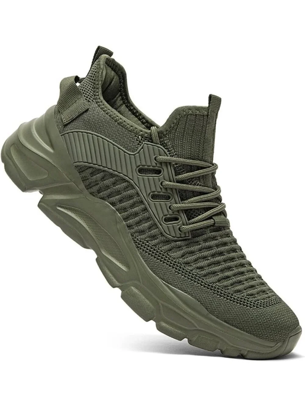 Men's Green Slip on Walking Shoes Tennis Running Sneakers Lightweight Trainers